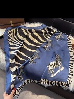 Luxurious Geometric Zebra Print Scarf, Head Wrap
